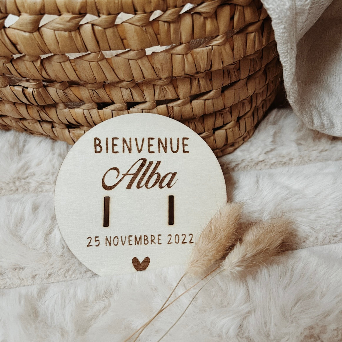 Support en bois pour bracelet de naissance