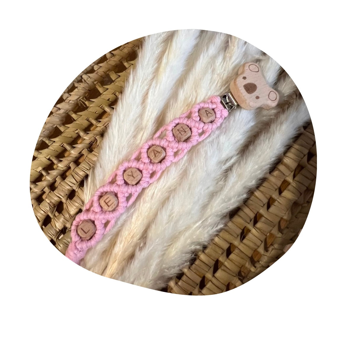 Attache tétine personnalisé rose poudré