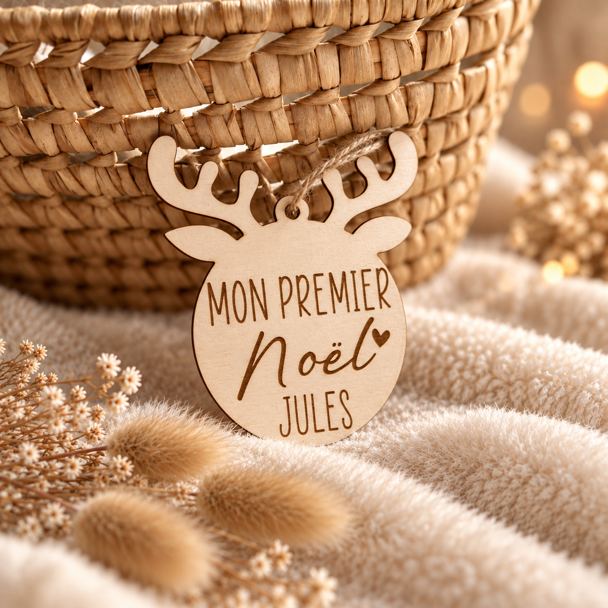 Ornement en bois personnalisé petit cerf – Décoration de sapin unique