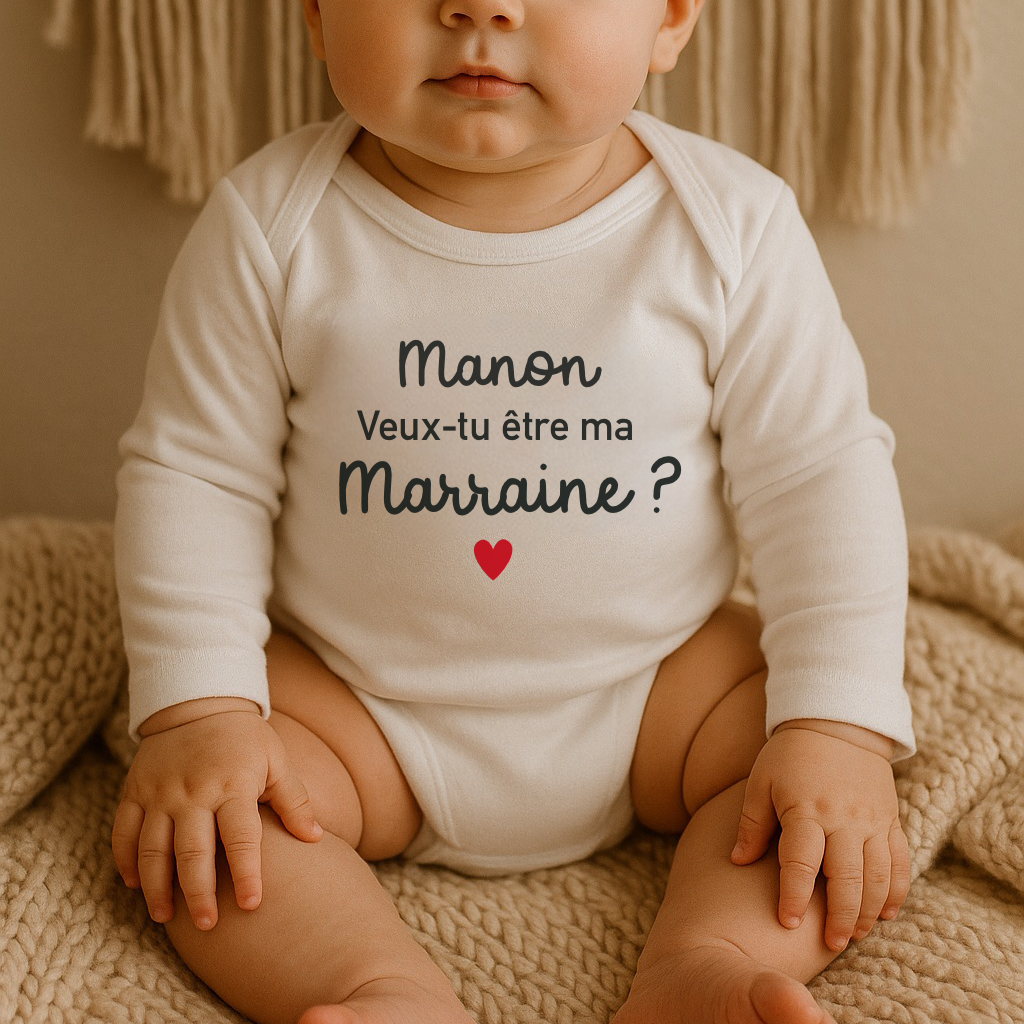 Body bébé personnalisé – Demande parrain et marraine