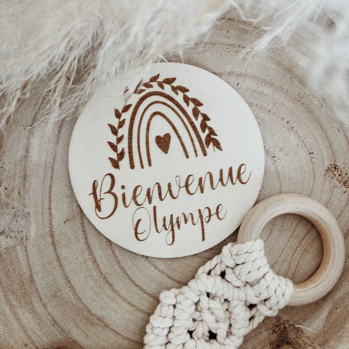Cercle en bois personnalisé Bienvenu..