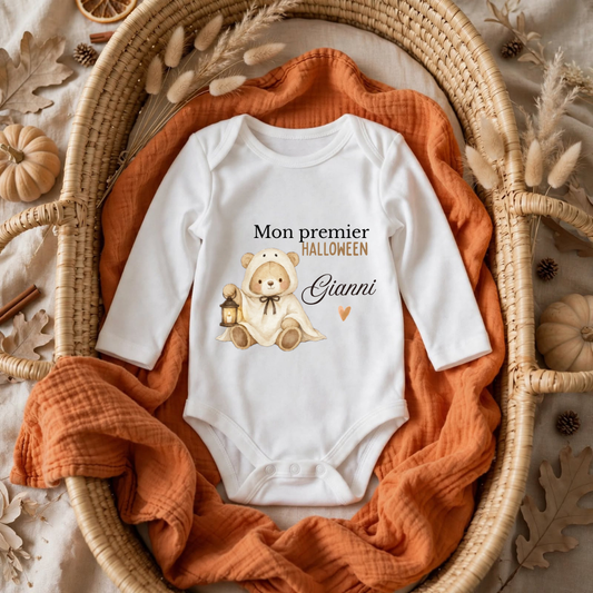 Body Personnalisé – « Mon Premier Halloween » Ourson brun