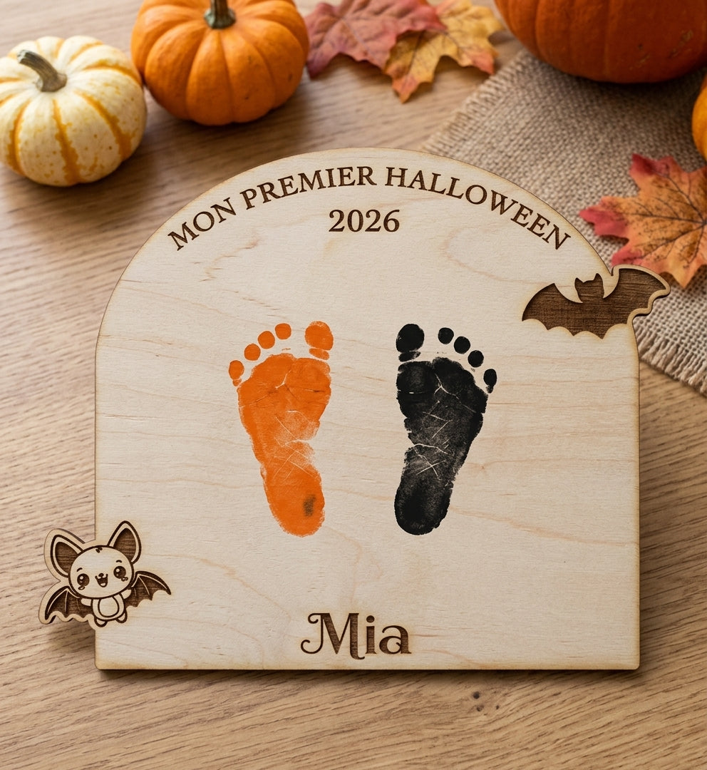 Pancarte "Mon Premier Halloween" – Souvenir Empreintes de Pieds