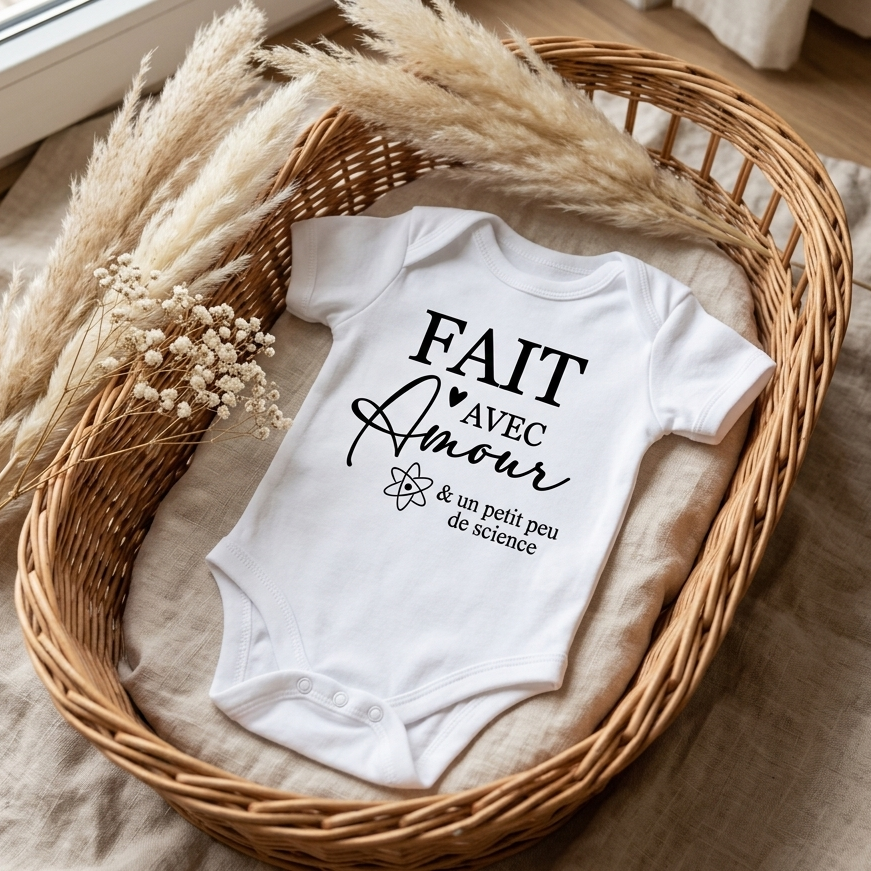 Body bébé « Fait avec amour & un peu de science »
