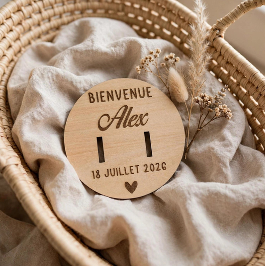 Support en bois pour bracelet de naissance