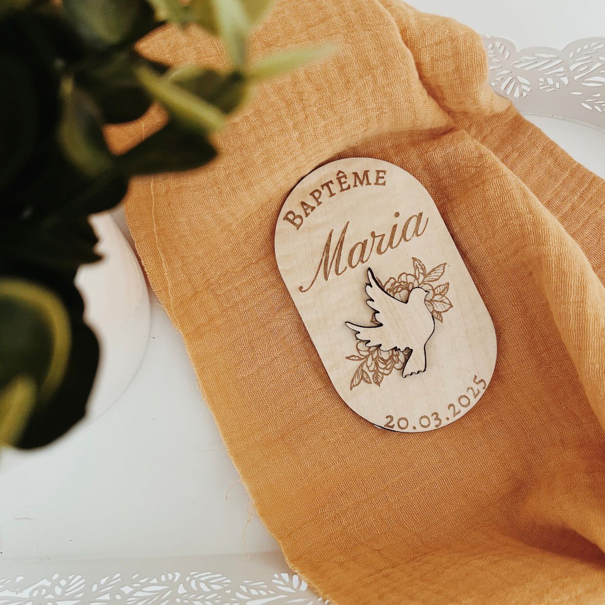 Magnet Baptême Personnalisée – Forme Ovale