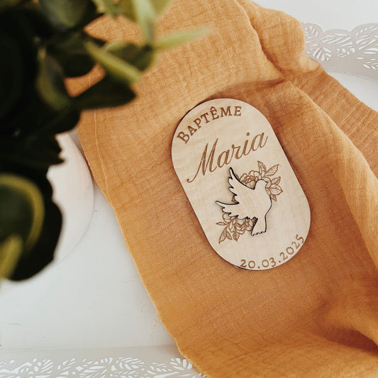 Magnet Baptême Personnalisée – Forme Ovale