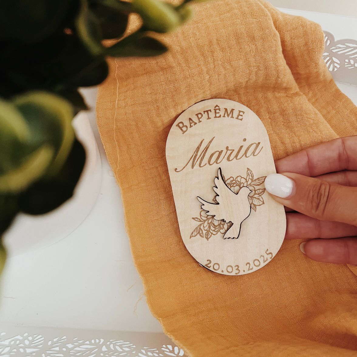 Magnet Baptême Personnalisée – Forme Ovale