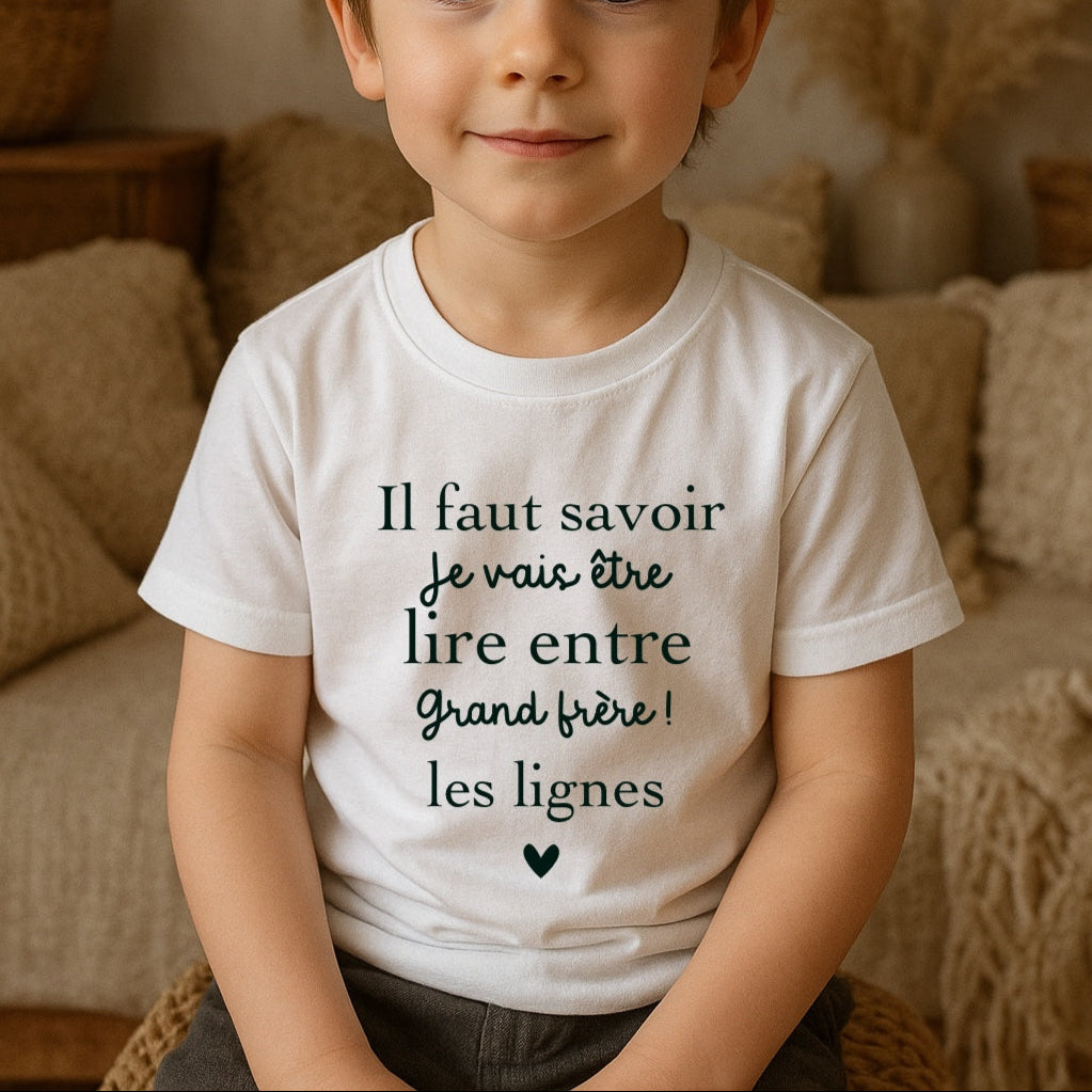 T-shirt humour enfant "Je vais être grand frère"