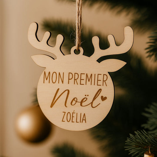Ornement en bois personnalisé petit cerf – Décoration de sapin unique