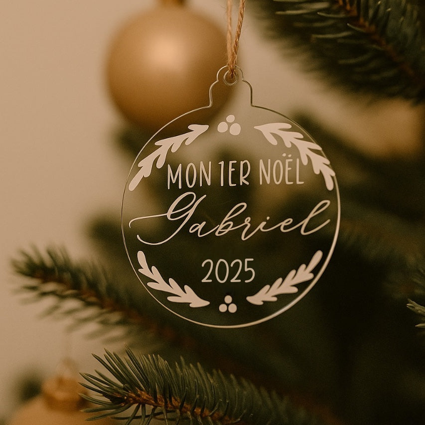 Boule de Noël plate « Mon premier Noël »