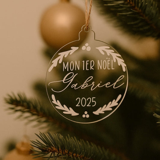 Boule de Noël plate « Mon premier Noël »