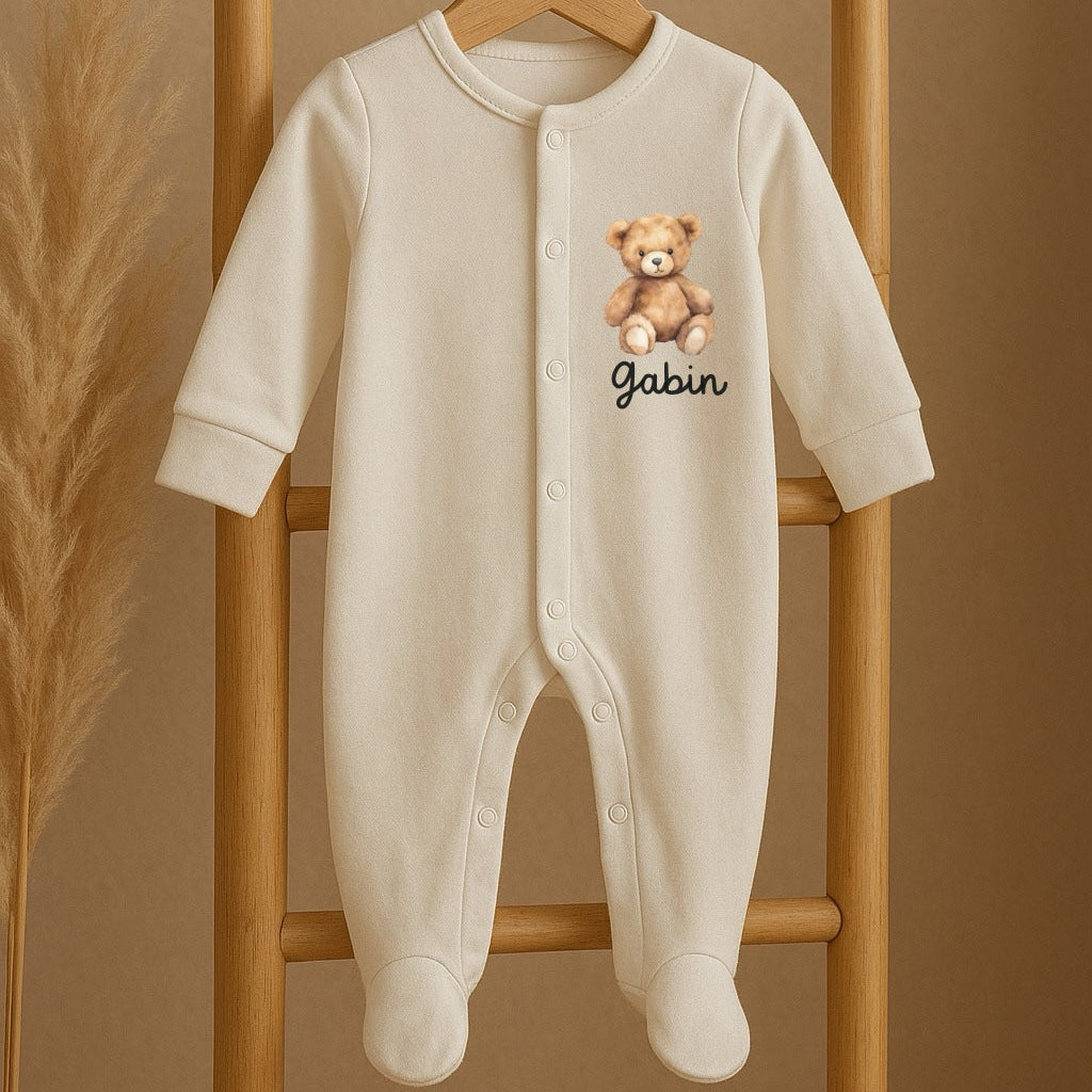 🌙 Pyjama personnalisé en coton – Illustré avec prénom