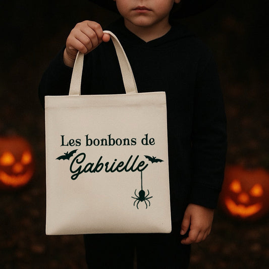 🎃 Sac Personnalisé pour la Récolte de Bonbons d’Halloween 🍬